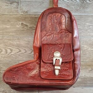 American West Heritage Zip Around Antique Brown Leather Boot bag